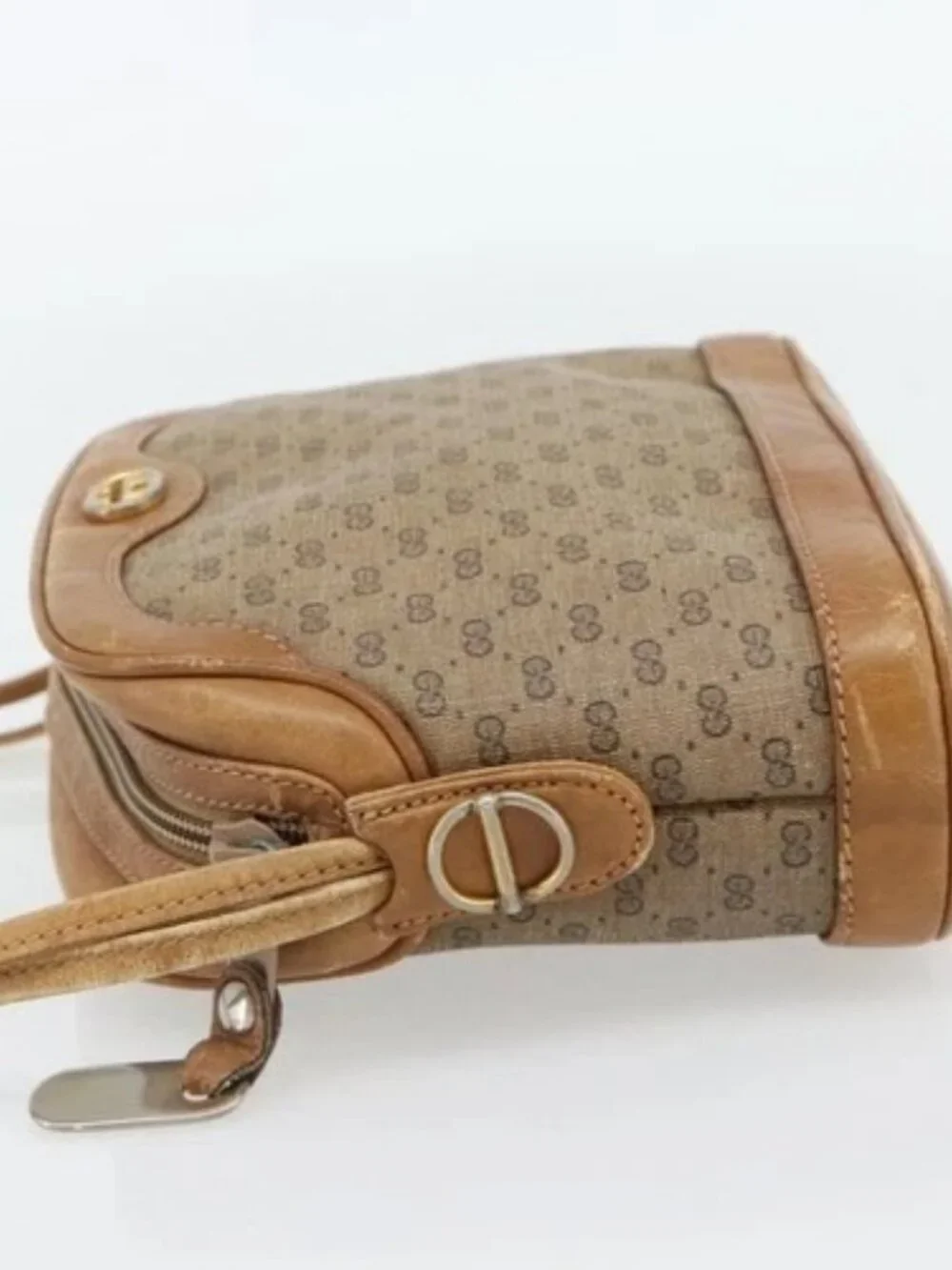 GUCCI Micro GG Supreme Shoulder Bag PVC Beige Gold Auth ka4395